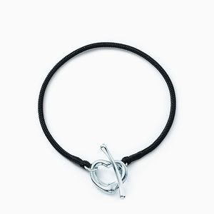 Tiffany & Co Elsa Peretti Sterling 925 Silver Silk String Bracelet Open Heart.